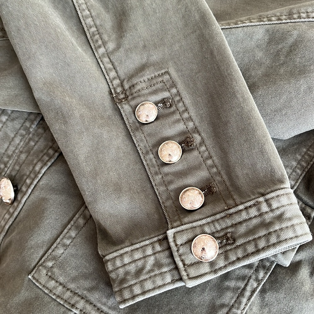 New! WHBM Green Gold Button Military Jacket- Sz 12 - Picture 5 of 5